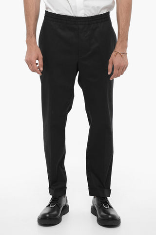 Cotton Blend Chinos Pants with Elastic Waistband
