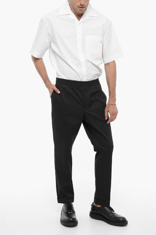 Cotton Blend Chinos Pants with Elastic Waistband