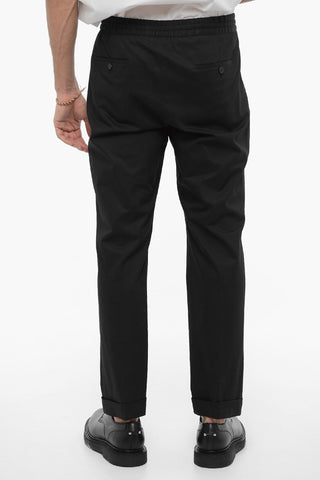Cotton Blend Chinos Pants with Elastic Waistband