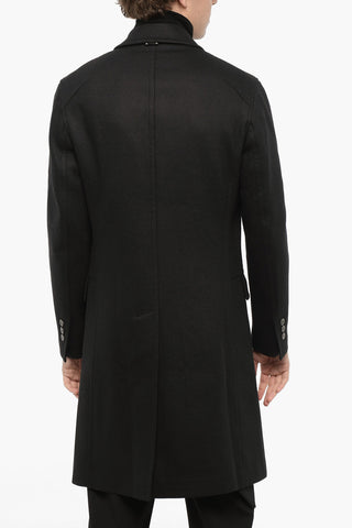 Wool Blend Slim Fit Coat with Full Zip
