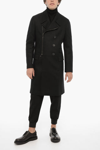 Wool Blend Slim Fit Coat with Full Zip