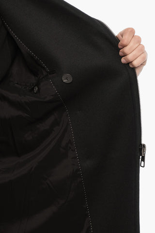 Wool Blend Slim Fit Coat with Full Zip