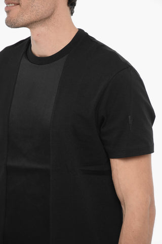 T-shirt Girocollo con Dettaglio Tono su Tono