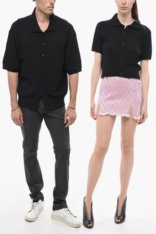 Short Sleeve Terry-Cotton UNISEX Sweater with Polo Neck
