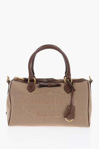 Borsa Bauletto in Canvas con Logo Jacquard