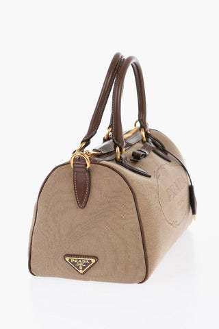 Borsa Bauletto in Canvas con Logo Jacquard
