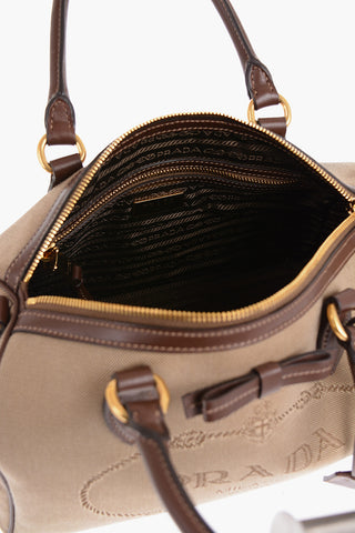 Borsa Bauletto in Canvas con Logo Jacquard