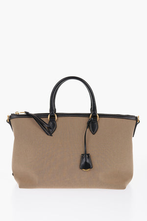 Canvas Tote Bag with Leather Handles