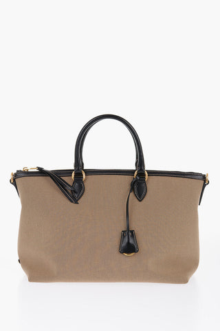 Canvas Tote Bag with Leather Handles