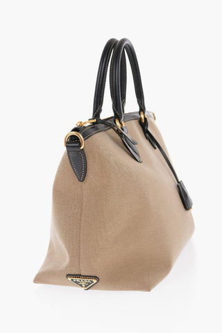 Canvas Tote Bag with Leather Handles