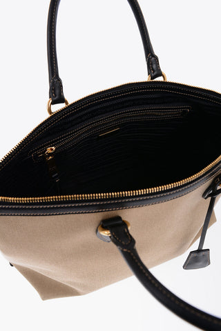 Canvas Tote Bag with Leather Handles