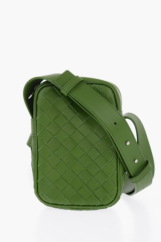 Woven Leather Crossbody Pouch