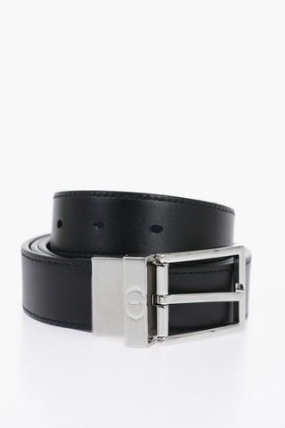 HOMME Reversible Lether Belt with Brass Buckle