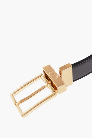 HOMME Reversible Lether Belt with Brass Buckle
