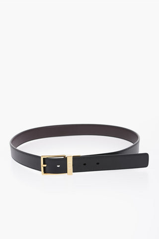 HOMME Reversible Lether Belt with Brass Buckle