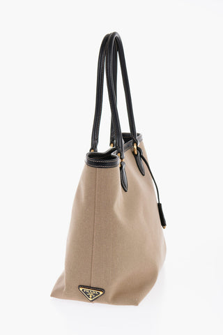 Canvas Tote Bag with Contrasting Edges and Handles