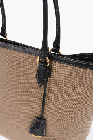 Canvas Tote Bag with Contrasting Edges and Handles