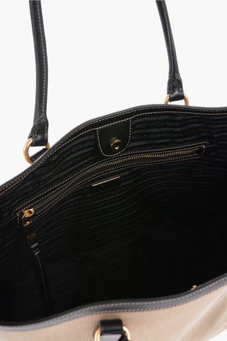 Canvas Tote Bag with Contrasting Edges and Handles