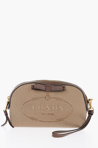 Pochette in Canvas con Polsino e Chiusura a Zip