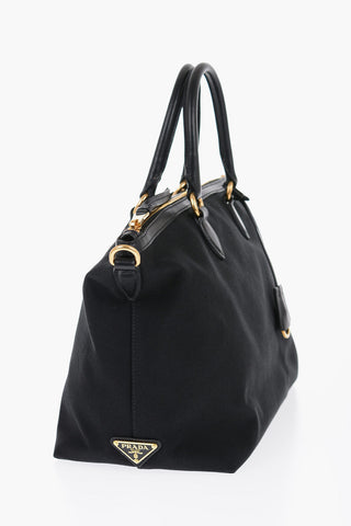 Borsa Tote in Canvas con Manici in Pelle