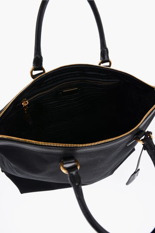 Borsa Tote in Canvas con Manici in Pelle
