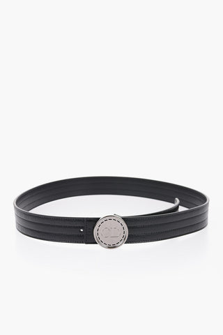 HOMME Cintura in Pelle Goffrata con Fibbia Clip