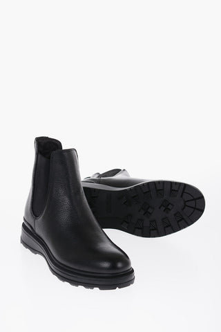 Textured Leather Chelsea Boots