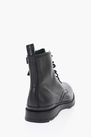 Textured Leather WORK BOOT Coat Boots with Side Leather
