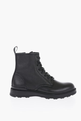 Textured Leather WORK BOOT Coat Boots with Side Leather