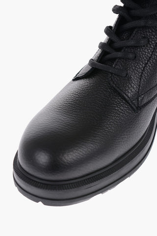 Textured Leather WORK BOOT Coat Boots with Side Leather