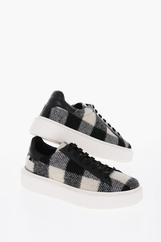 Virgin Wool and Leather Low-Top Sneakers ALL AROUND with Buffalo Check