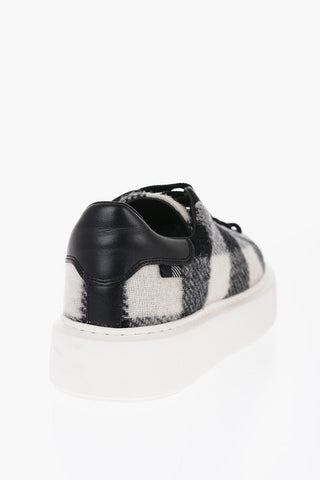 Virgin Wool and Leather Low-Top Sneakers ALL AROUND with Buffalo Check