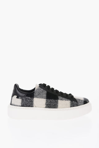 Virgin Wool and Leather Low-Top Sneakers ALL AROUND with Buffalo Check