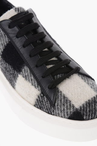 Virgin Wool and Leather Low-Top Sneakers ALL AROUND with Buffalo Check