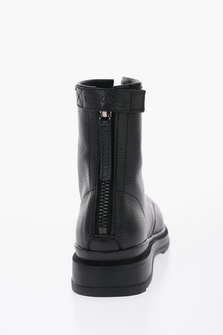 Hammered Leather Combat Boots WORK with Zip