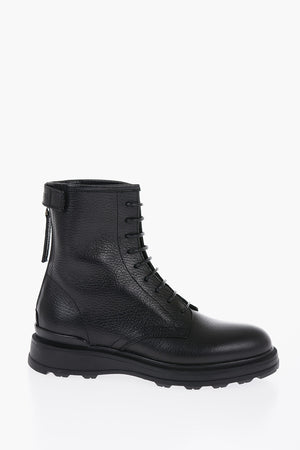 Hammered Leather Combat Boots WORK with Zip