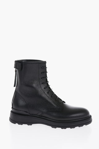 Hammered Leather Combat Boots WORK with Zip