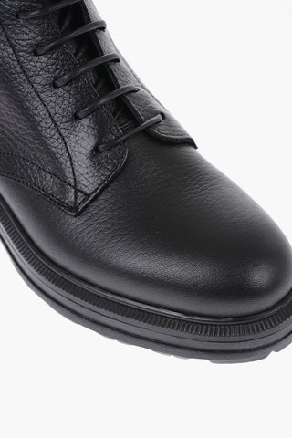 Hammered Leather Combat Boots WORK with Zip