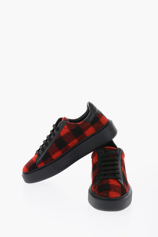 Buffalo Checked Virgin Wool and Leather ALL AROUND Low-Top Sneakers