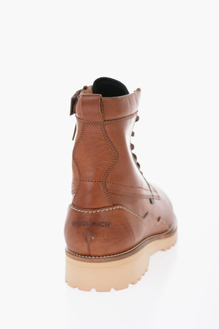 Leather JUNGLE Combat Boots with Side Zip and Wool Detail