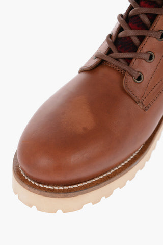 Leather JUNGLE Combat Boots with Side Zip and Wool Detail