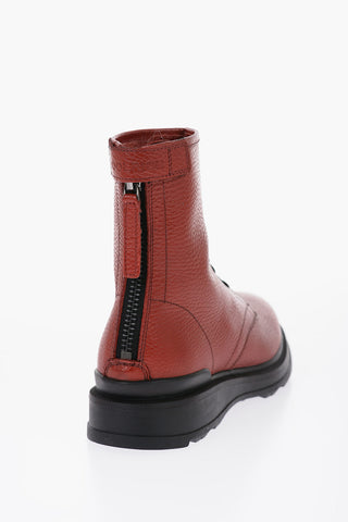 Anfibi in Pelle Martellata con Zip Posteriore