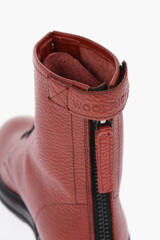 Anfibi in Pelle Martellata con Zip Posteriore