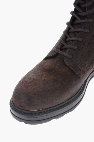 Suede WORK Combat Boot with Zip