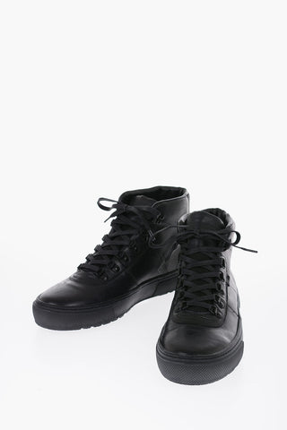Solid Color Leather Hiking Sneakers