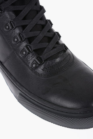 Solid Color Leather Hiking Sneakers