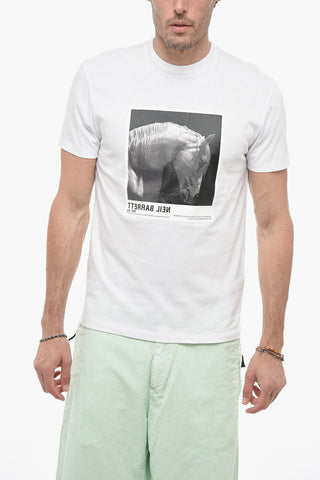 Crew Neck WHITE HORSE Cotton T-Shirt