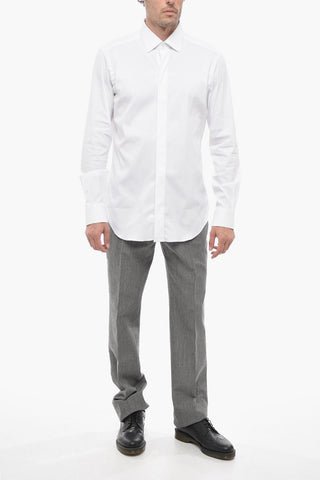 Stretch Cotton Slim Fit Shirt with Hidden Buttoning