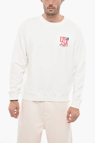 Printed Brushed Cotton Crewneck Sweatshirt