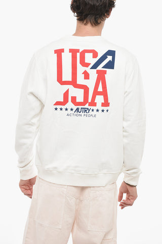 Printed Brushed Cotton Crewneck Sweatshirt